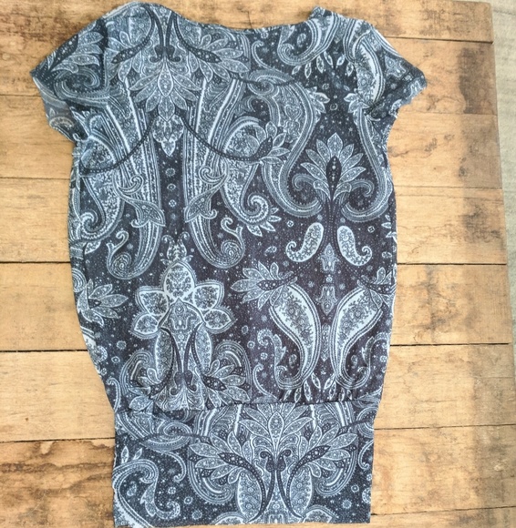 Dark teal mesh lotus top w capped sleeves NWOT - Picture 2 of 5